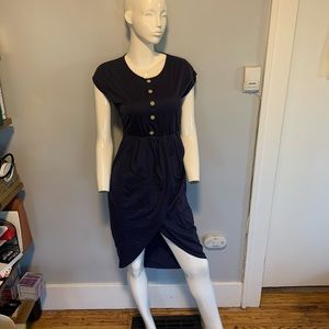 Button Down Asymmetrical Dress with Belt